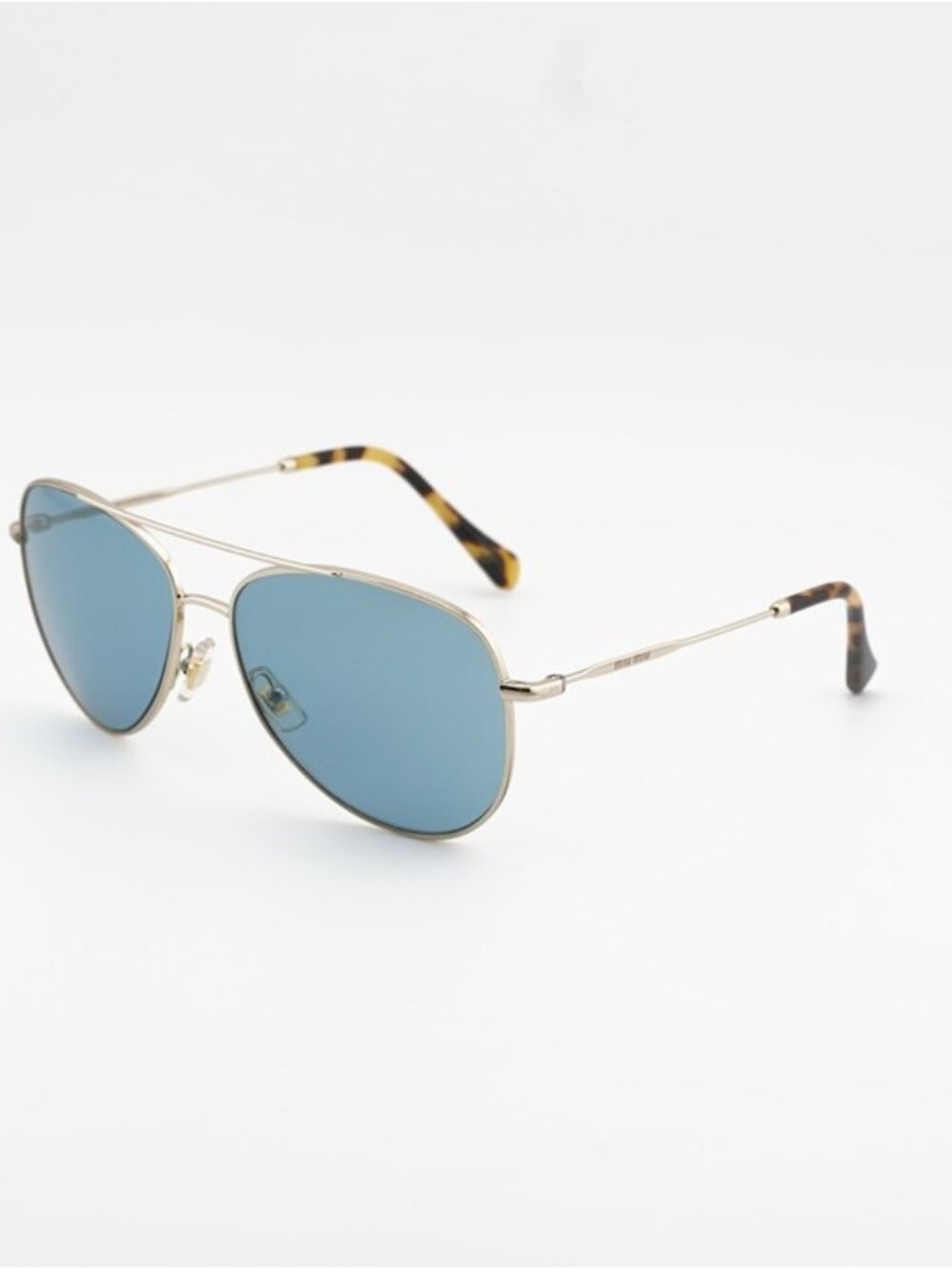 Miu Miu MU61US ZVN6P2 Sunglasses Gold Aviator Frame, Blue Lenses